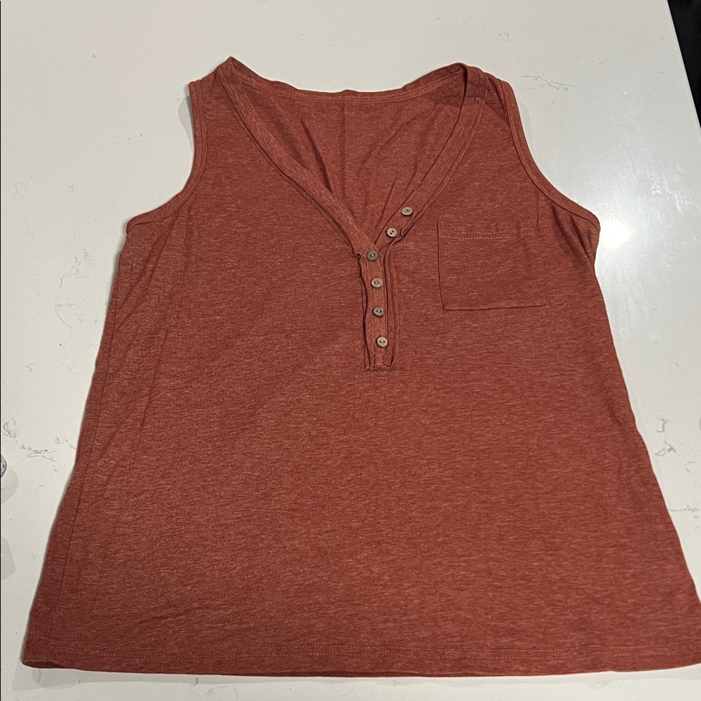 SHEIN Rust Buttoned Tank Top